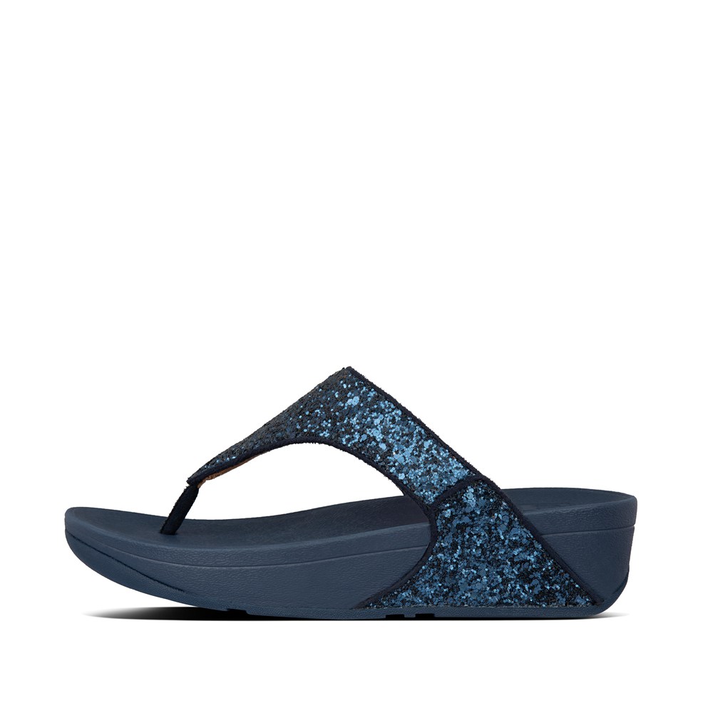 Fitflop Womens Sandals Navy - Lulu Glitter Toe-post - KX8921450